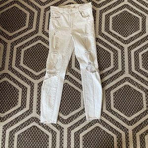 White Ripped High Waisted Skinny Jeans